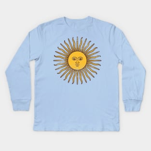 Argentina Sun / Vintage Style Flag Design Kids Long Sleeve T-Shirt